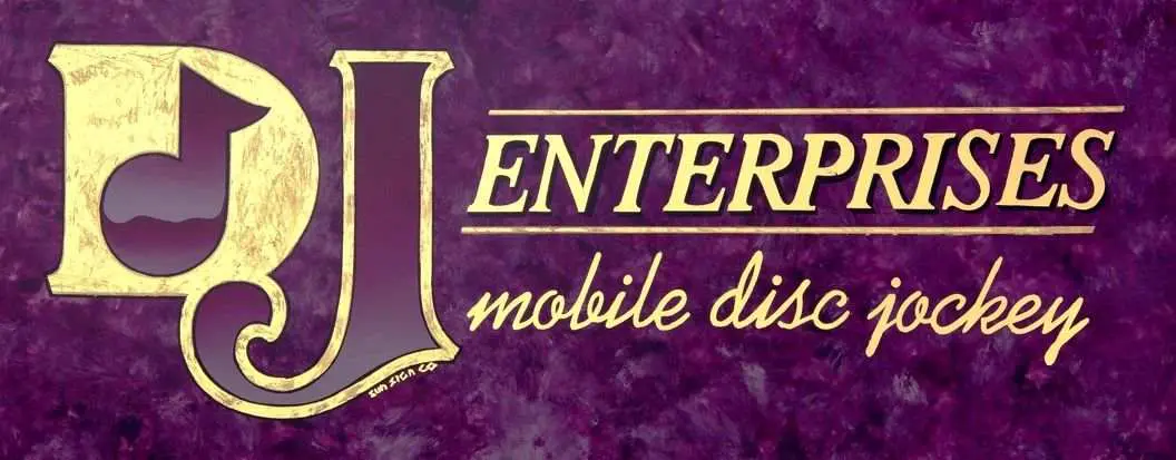 DJ Enterprises Mobile Disc Jockey Logo Gold Leaf on glass | with wedding DJ Justin Warwick of DJ Enterprises Mobile Disc Jockey in Monterey CA | Modern wedding ceremony and reception in Monterey, Carmel, and the Santa Cruz CA area | The Best Wedding DJs in Monterey CA | Local Monterey wedding DJs | Monterey wedding DJs | Carmel wedding DJs | Santa Cruz wedding DJs | Big Sur wedding DJs | Pebble Beach Wedding DJs | wedding uplighting | Photo Booth rental | Classic Photo Booth rental | Vintage Photo Booth rental | Awesome Sauce photo booth rental | Awesomesauce photo booth rental | Ice Breaker photo booth rental | New Years Eve photo booth rental | Corporate event photo booth rental | Birthday party photo booth rental