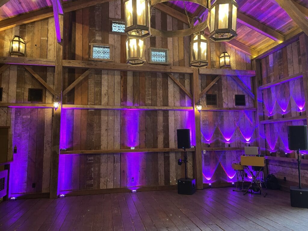 DJ Enterprises Mobile Disc Jockey Supreme Sound System | Monterey California Wedding DJs | Purple Up-lighting | DJ sound system | Local wedding DJs in Ben Lomond, CA | The Waterfall Lodge and Retreat, 325 Hidden Falls Trail, Ben Lomond, CA 95005 | Wedding DJs in Ben Lomond, California