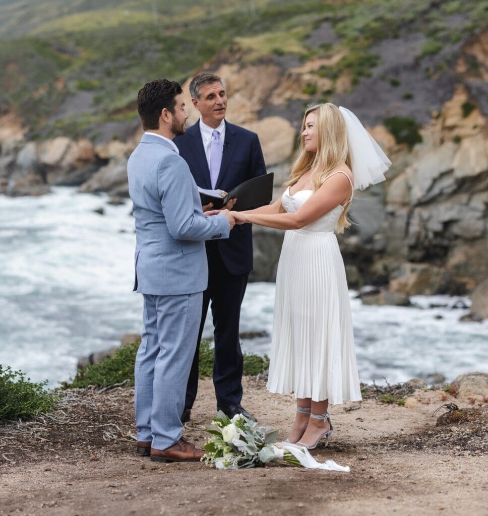 Cliff side wedding ceremony with wedding officiant Brian Borgia