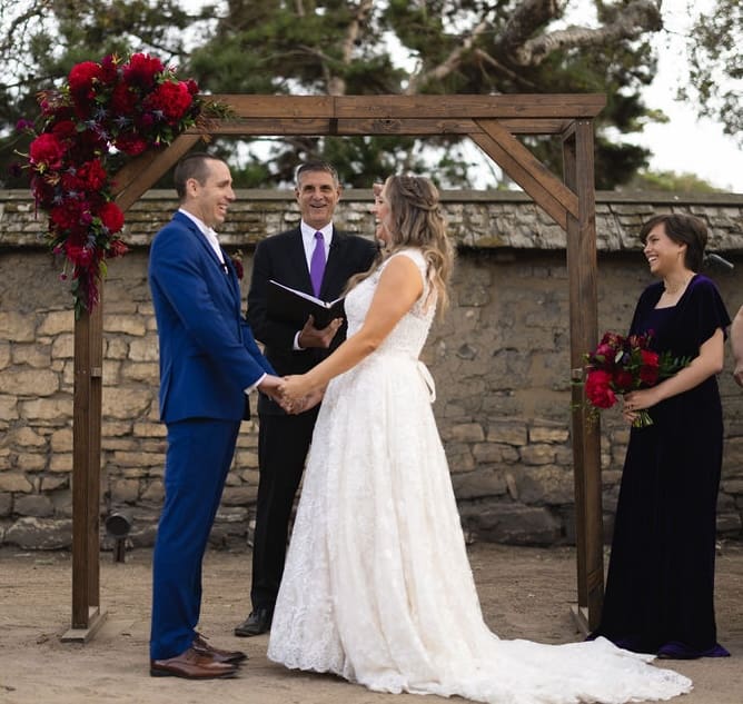 Wedding ceremony at the Barns at Cooper Molera in downtown Monterey, Ca