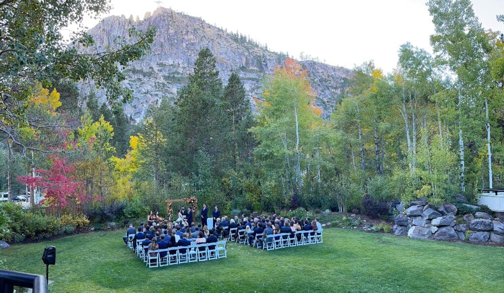 Palisades Tahoe Wedding Ceremony | Outdoor wedding | Wedding timeline | wedding planning | wedding DJs near Monterey, California |