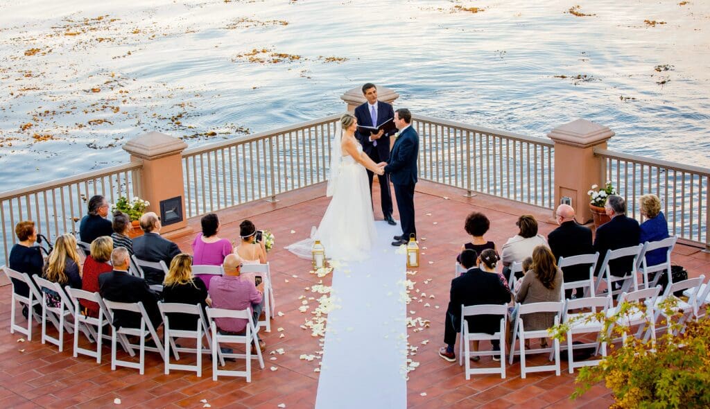 wedding ceremony at the Monterey Plaza Hotel on Cannery Row, Monterey, Ca