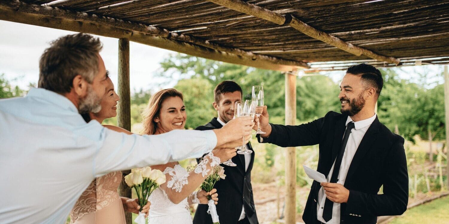 Celebratory toast at a wedding