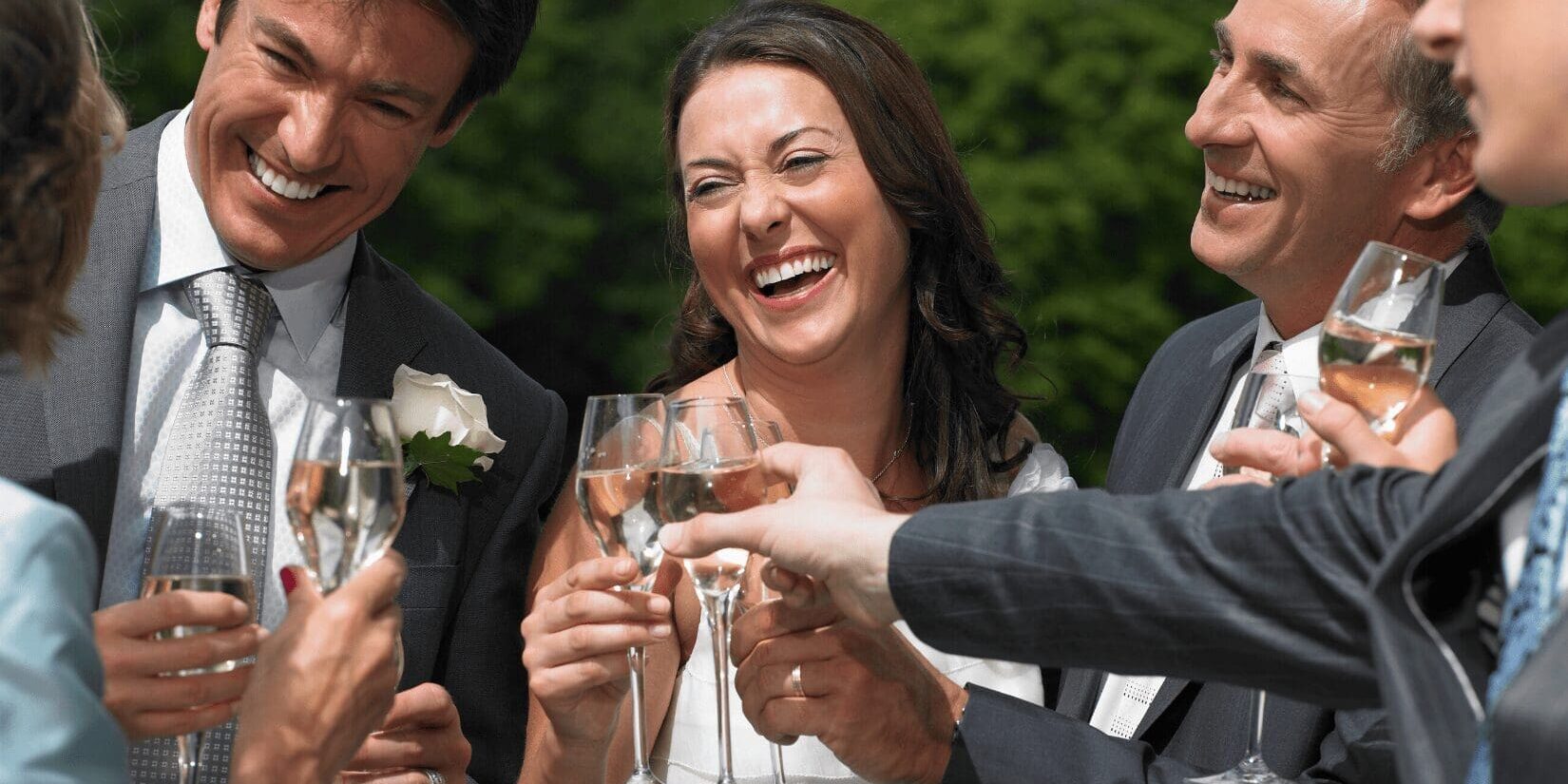 Wedding toast celebration with drinks