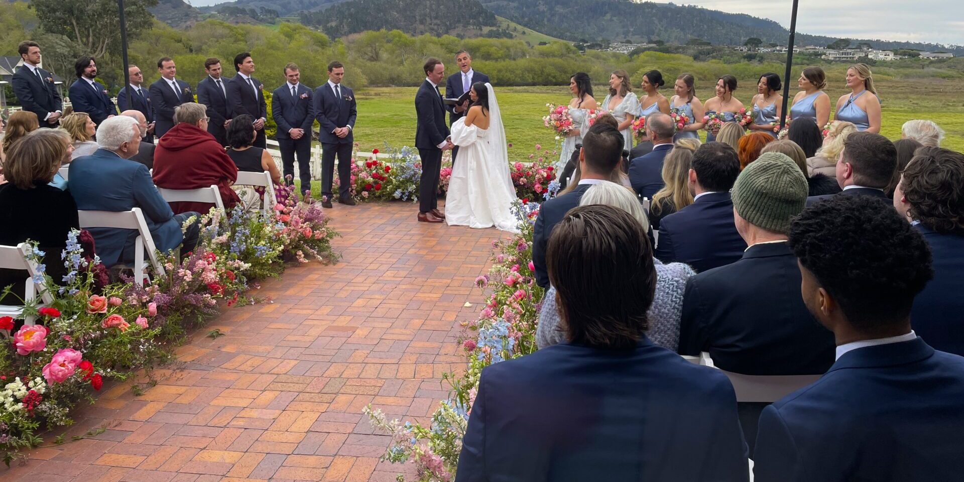 Wedding ceremony at the iconic Mission Ranch Inn, in Carmel-by-the-Sea, California with wedding DJ Justin Warwick of DJ Enterprises Mobile Disc Jockey